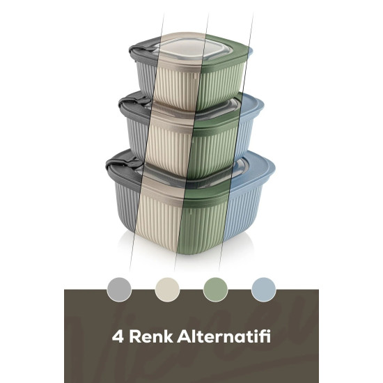 3'lü Hava Geçirmez Saklama Kabı Seti