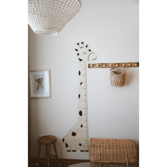 Dery Baby Zürafa Ahşap Puzzle Boy Ölçüm Cetveli - Dekoratif ve Eğitici Çocuk Odası Duvar Aksesuarı