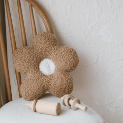 Dery Baby Teddy Kahve Papatya Yastık - Yumuşak Dokulu Dekoratif Kırlent (35x35 cm)