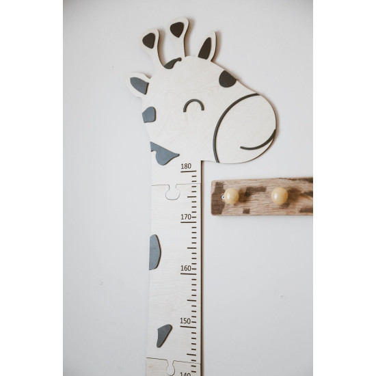Dery Baby Zürafa Ahşap Puzzle Boy Ölçüm Cetveli - Dekoratif ve Eğitici Çocuk Odası Duvar Aksesuarı