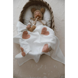 Teddy-Dört Kat Müslin Pudra Kalp Battaniye