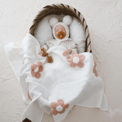 Teddy-Dört Kat Müslin Pudra Papatya Battaniye