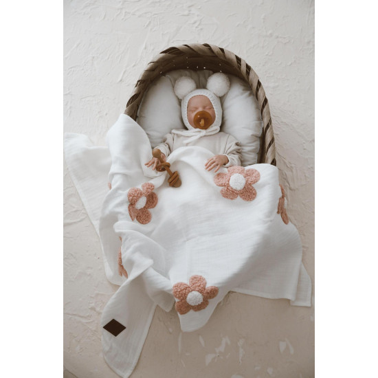 Teddy-Dört Kat Müslin Pudra Papatya Battaniye