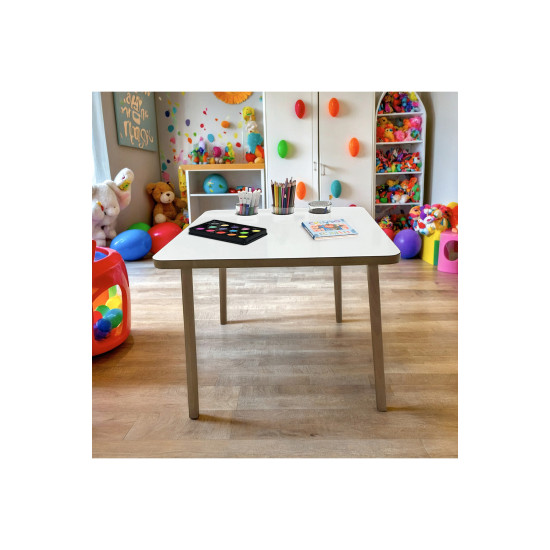 Ahşap MDF Yaz Sil Yüzey 1 Adet Çocuk Aktivite ve OyunMasası Kalemlik ve Bardak Hazneli