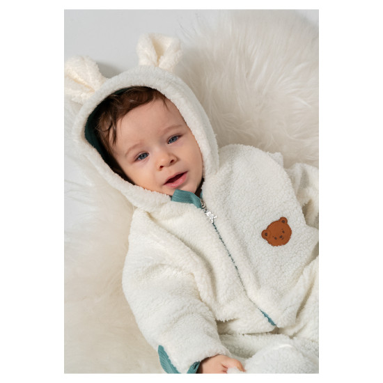 Welsoft Peluş Kuzu Katlanır Eldivenli %100 Pamuk Astar Unisex Kız Erkek Çocuk Bebek Uyku Tulumu