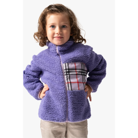 Welsoft Peluş Kuzu Fermuarlı Kışlık Unisex Kız Erkek Bebek Çocuk Mont Kaban Hırka Ceket