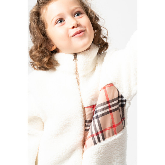 Welsoft Peluş Kuzu Fermuarlı Kışlık Unisex Kız Erkek Bebek Çocuk Mont Kaban Hırka Ceket