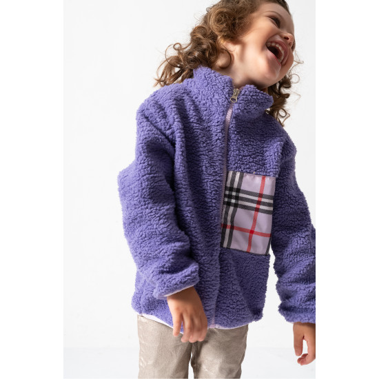 Welsoft Peluş Kuzu Fermuarlı Kışlık Unisex Kız Erkek Bebek Çocuk Mont Kaban Hırka Ceket