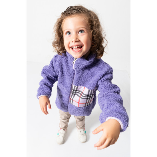 Welsoft Peluş Kuzu Fermuarlı Kışlık Unisex Kız Erkek Bebek Çocuk Mont Kaban Hırka Ceket