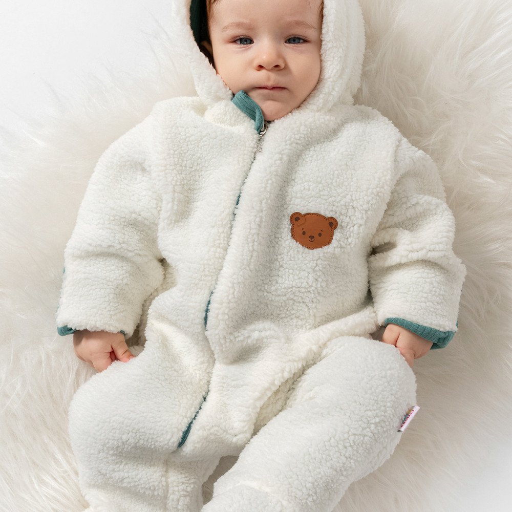 Welsoft Peluş Kuzu Katlanır Eldivenli %100 Pamuk Astar Unisex Kız Erkek Çocuk Bebek Uyku Tulumu Yeşil