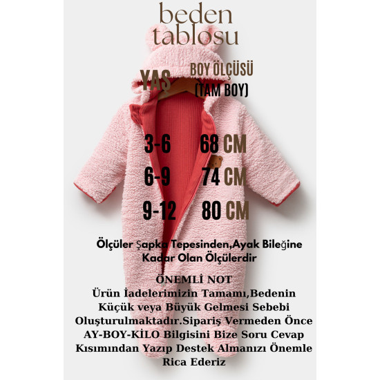 Welsoft Peluş Kuzu Katlanır Eldivenli %100 Pamuk Astar Unisex Kız Erkek Çocuk Bebek Uyku Tulumu