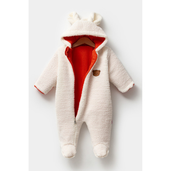 Welsoft Peluş Kuzu Katlanır Eldivenli %100 Pamuk Astar Unisex Kız Erkek Çocuk Bebek Uyku Tulumu Krem