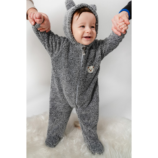 Welsoft Peluş Fermuarlı Kışlık Unisex Kız Erkek Bebek Uyku Tulumu Bebek Tulumu Çocuk Tulumu