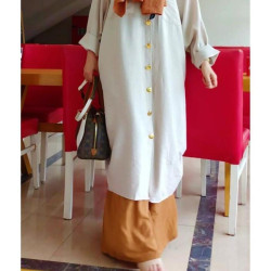 Pasaklı Giyim Kadın Oversize Yarasa Kol Tesettüre Uygun Gömlek Elbise-Tesettür Tunik 3282528 Taş