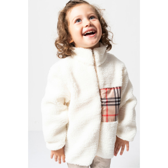 Welsoft Peluş Kuzu Fermuarlı Kışlık Unisex Kız Erkek Bebek Çocuk Mont Kaban Hırka Ceket