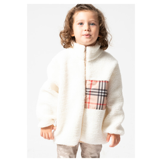 Welsoft Peluş Kuzu Fermuarlı Kışlık Unisex Kız Erkek Bebek Çocuk Mont Kaban Hırka Ceket