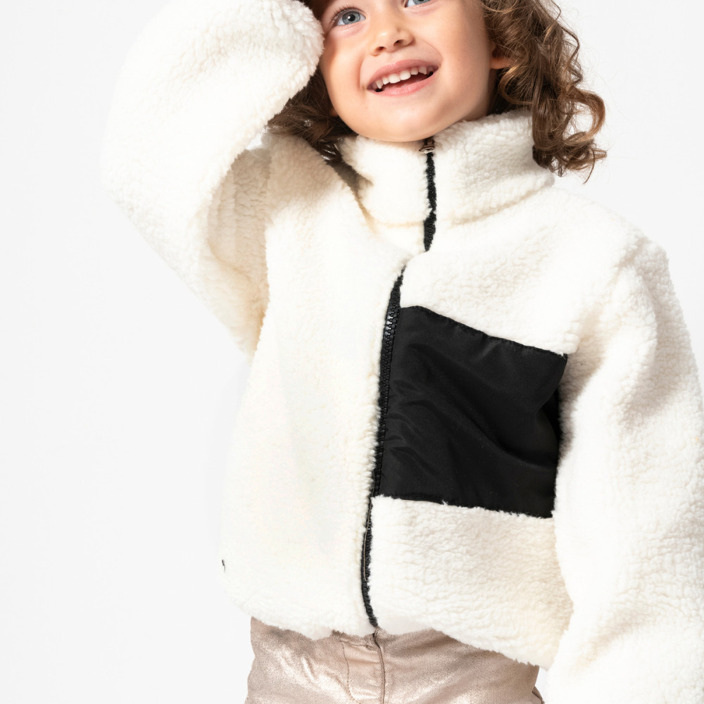 Welsoft Peluş Kuzu Fermuarlı Kışlık Unisex Kız Erkek Bebek Çocuk Mont Kaban Hırka Ceket