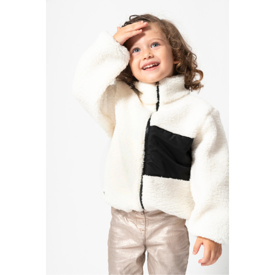 Welsoft Peluş Kuzu Fermuarlı Kışlık Unisex Kız Erkek Bebek Çocuk Mont Kaban Hırka Ceket
