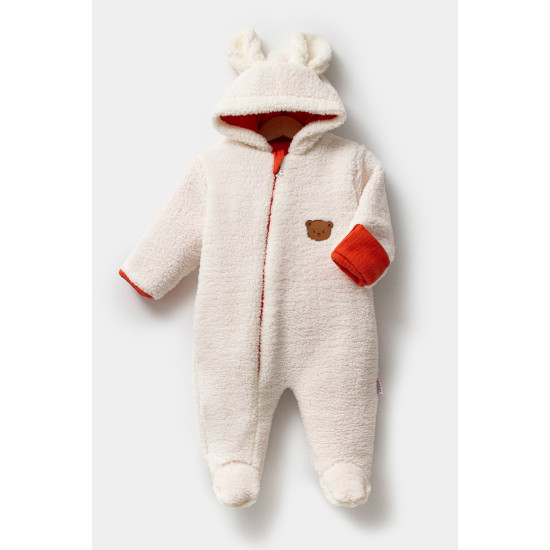 Welsoft Peluş Kuzu Katlanır Eldivenli %100 Pamuk Astar Unisex Kız Erkek Çocuk Bebek Uyku Tulumu Krem