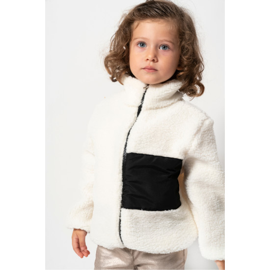 Welsoft Peluş Kuzu Fermuarlı Kışlık Unisex Kız Erkek Bebek Çocuk Mont Kaban Hırka Ceket