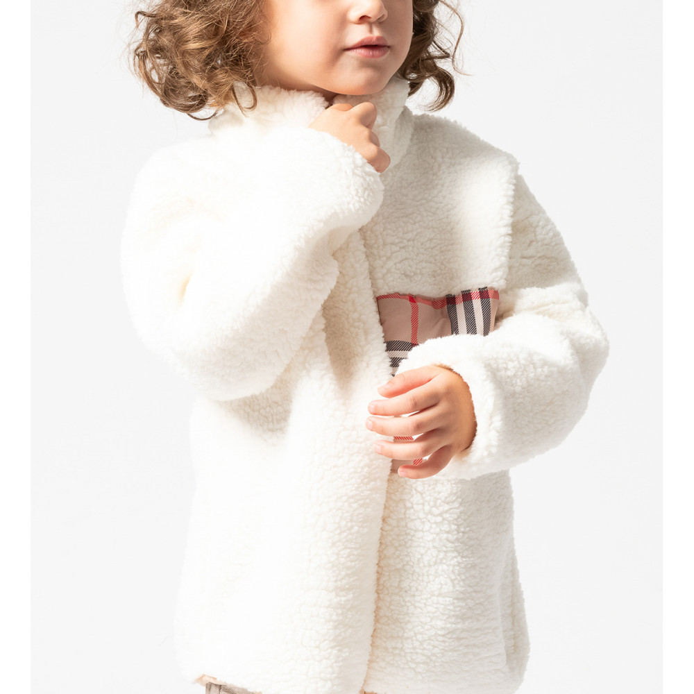 Welsoft Peluş Kuzu Fermuarlı Kışlık Unisex Kız Erkek Bebek Çocuk Mont Kaban Hırka Ceket