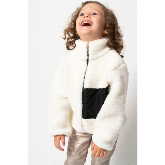 Welsoft Peluş Kuzu Fermuarlı Kışlık Unisex Kız Erkek Bebek Çocuk Mont Kaban Hırka Ceket