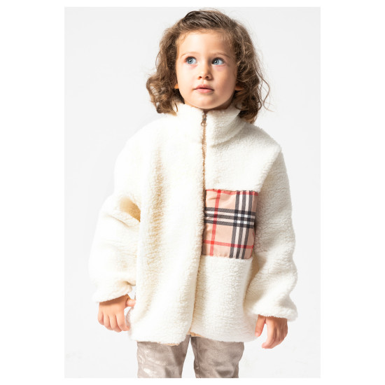 Welsoft Peluş Kuzu Fermuarlı Kışlık Unisex Kız Erkek Bebek Çocuk Mont Kaban Hırka Ceket