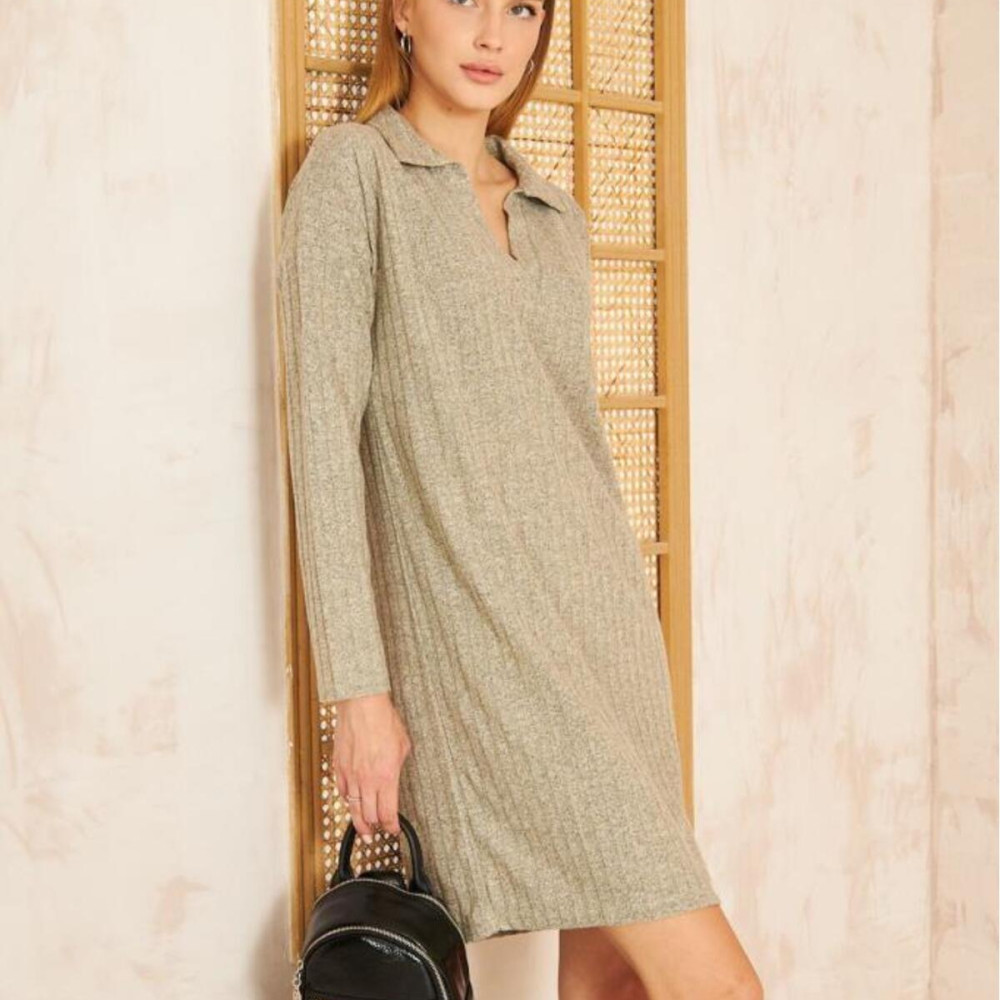 Pasaklı Giyim Polo Yaka Triko Elbise 2988176 Bej