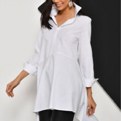 Pasaklı Giyim Kadın Asimetrik Tunik Gömlek-Tesettüre Uygun 4912264 Beyaz
