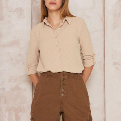 Pasaklı Giyim  Ponponlu Slim Fit Uzun Kollu Gömlek 3621240 Taş