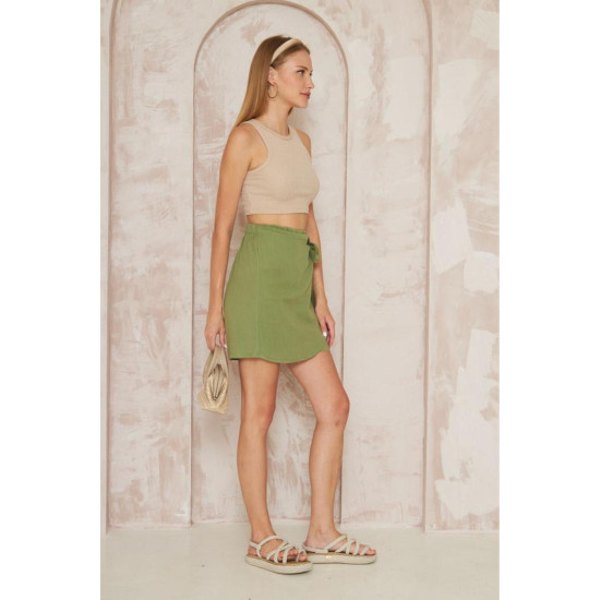 Kadın Müslin Pamuk Yandan Bağlamalı Terletmez Yumuşak Dokulu Şort Etek 3636250