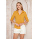 Pasaklı Giyim Hardal Sarısı Ponpon Dokulu Slim Fit Aerobin Kadın Gömlek