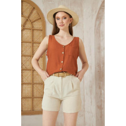 Pasaklı Giyim Kadın Düğmeli Askılı Bluz 2910290 Kiremit