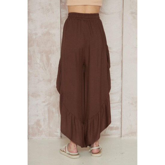 Kadın Otantik Beli Lastikli Yırtmaçlı Salaş Şalvar Etek Bohem Pantolon 3635280