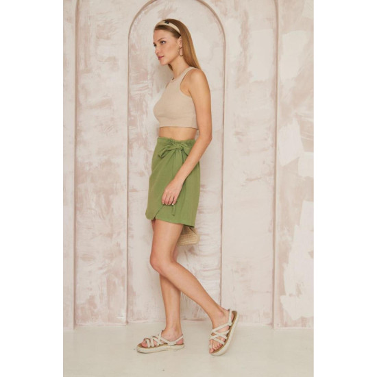Kadın Müslin Pamuk Yandan Bağlamalı Terletmez Yumuşak Dokulu Şort Etek 3636250