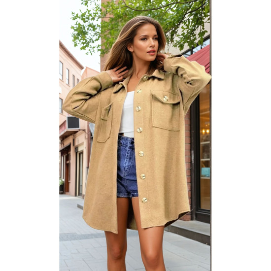 Pasaklı Giyim Kadın Kaşe Yün Oduncu Gömlek 3270250 Camel