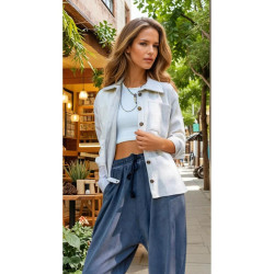 Kadın Kaşe Kalın Düz Renk Çift Cepli Oduncu Gömlek Yb3275220
