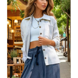 Kadın Kaşe Kalın Düz Renk Çift Cepli Oduncu Gömlek Yb3275220