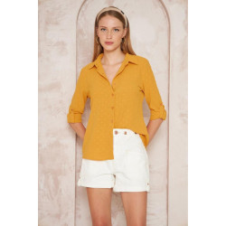 Pasaklı Giyim  Ponponlu Slim Fit Uzun Kollu Gömlek 3621240 Hardal