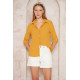 Pasaklı Giyim Hardal Sarısı Ponpon Dokulu Slim Fit Aerobin Kadın Gömlek