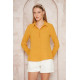 Pasaklı Giyim Hardal Sarısı Ponpon Dokulu Slim Fit Aerobin Kadın Gömlek