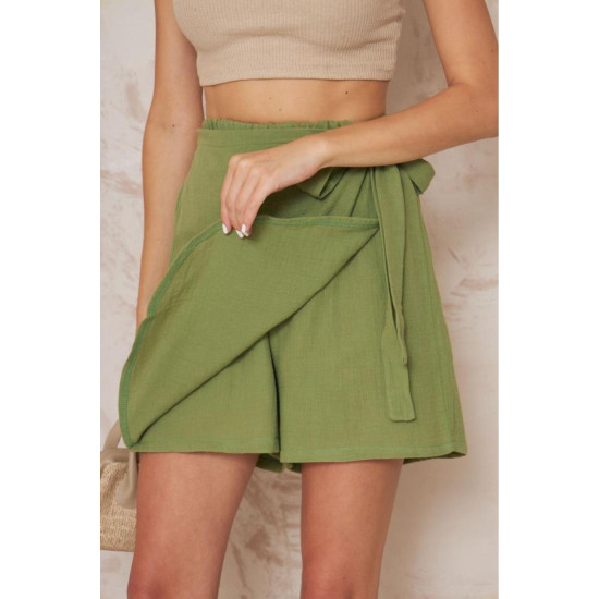 Kadın Müslin Pamuk Yandan Bağlamalı Terletmez Yumuşak Dokulu Şort Etek 3636250