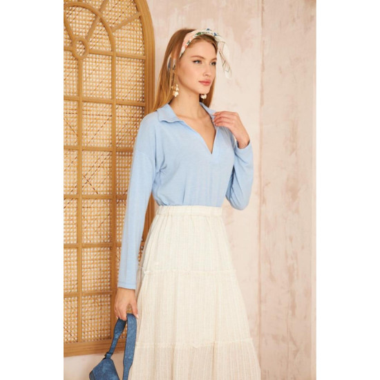 Kadın Polo Yaka Uzun Kol Bluz-2940160
