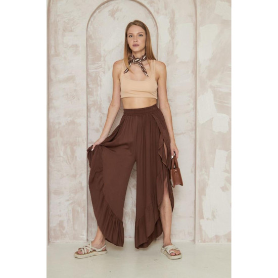 Kadın Otantik Beli Lastikli Yırtmaçlı Salaş Şalvar Etek Bohem Pantolon 3635280