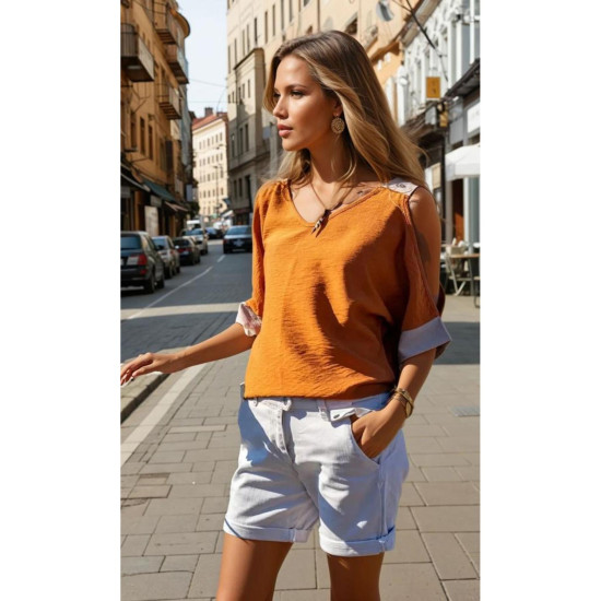 Pasaklı Giyim Kadın Omuz Dekolteli Bluz 2923220 Kiremit