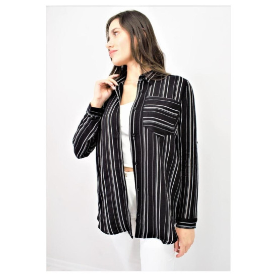 Pasaklı Giyim Kadın Çizgili Gömlek 3266190 Siyah