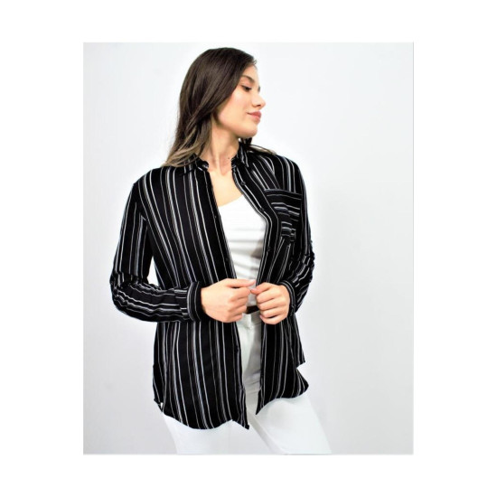 Pasaklı Giyim Kadın Çizgili Gömlek 3266190 Siyah