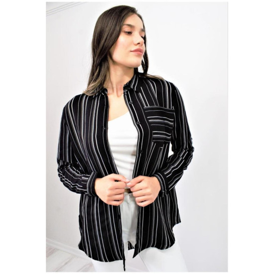 Pasaklı Giyim Kadın Çizgili Gömlek 3266190 Siyah