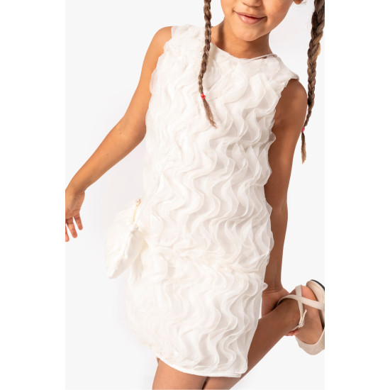 Kız Bebek Kız Çocuk Doğum Günü Parti Düğün Elbise Kısa Kol Çantalı Fırfırlı Tüllü Tütülü Tütü Astarl