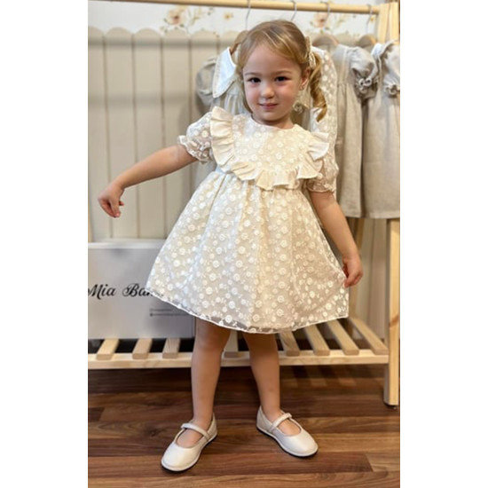 Kız Bebek Elbise Kız Çocuk Elbise Doğum Günü Parti Düğün Keten Kısa Kollu Astarlı Elbise